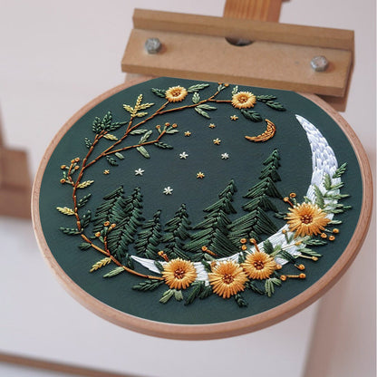 Rubbyoo Embroidery Kit - Moonlit Meadow | DIY Craft Kits For Craft Lover