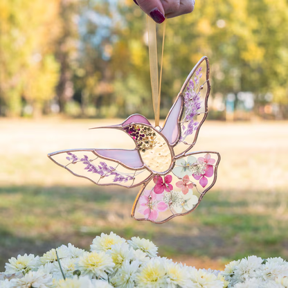 Stained Glass Hummingbird Suncatcher - Home Decoration