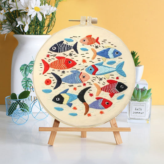 Vibrant School of Fish - Themed DIY Embroidery Kits