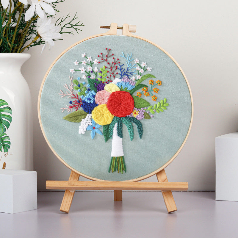 Embroidery Hoop Flowers Gift Kit for Beginner
