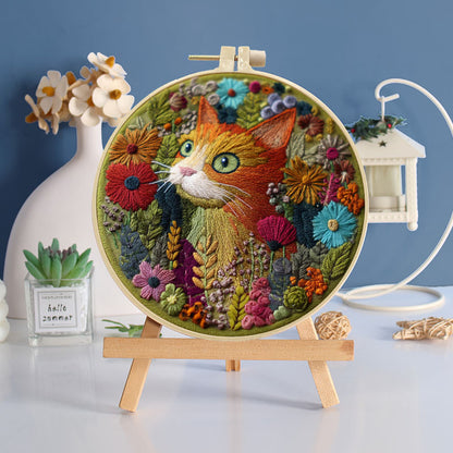 Feline Floral Embroidery Kit