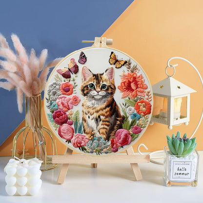 Cats And Carnations Embroidery Kit
