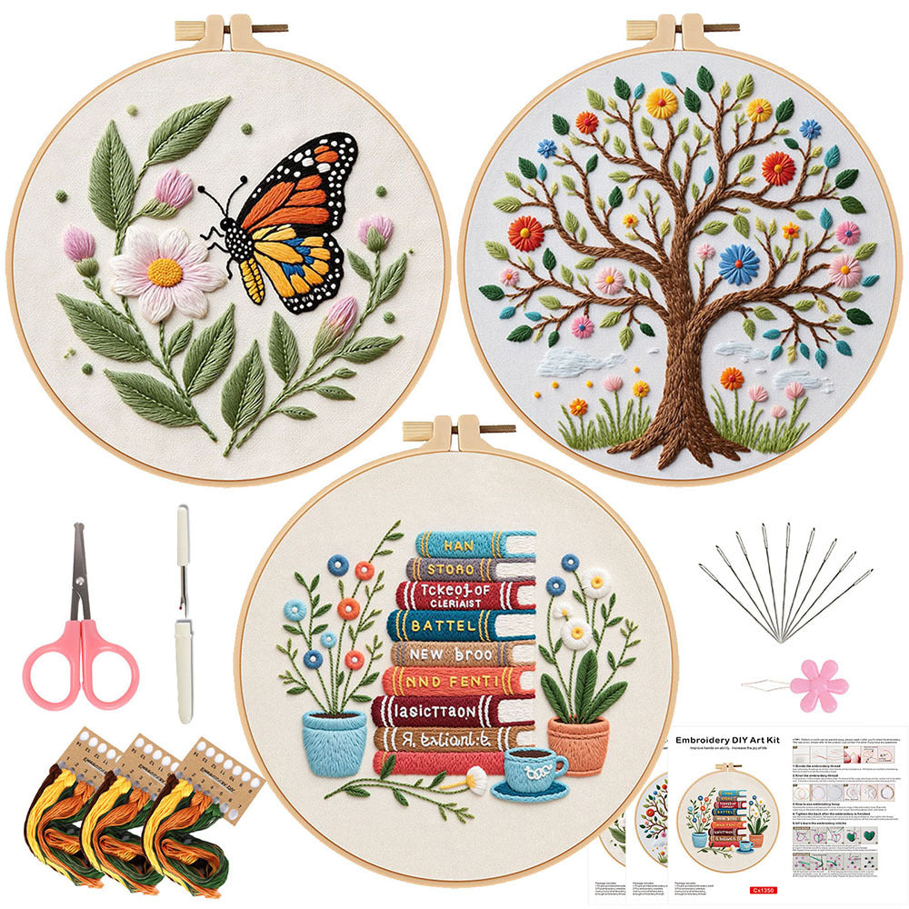 Whimsical Stitch Trio - Themed DIY Embroidery Kits
