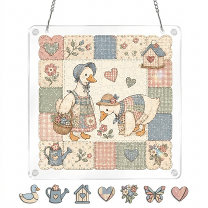 Quilted Goose Puzzle Suncatcher-Acrylic Window Art