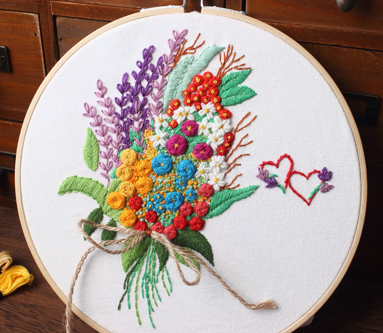 Floral Bouquets Embroidery Kit: Craft Your Nature-Inspired Masterpiece