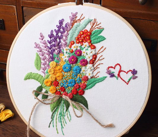 Floral Bouquets Embroidery Kit: Craft Your Nature-Inspired Masterpiece