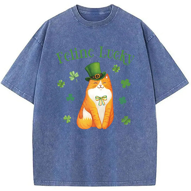 Lucky Irish Cat Washed T-Shirt