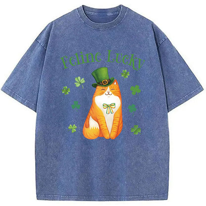 Lucky Irish Cat Washed T-Shirt