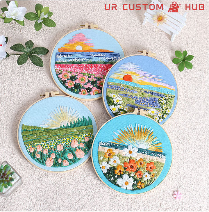 UrCustomHUB Garden View Hand Stitch Kit: Stitch your own peaceful garden escape