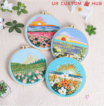 UrCustomHUB Garden View Hand Stitch Kit: Stitch your own peaceful garden escape