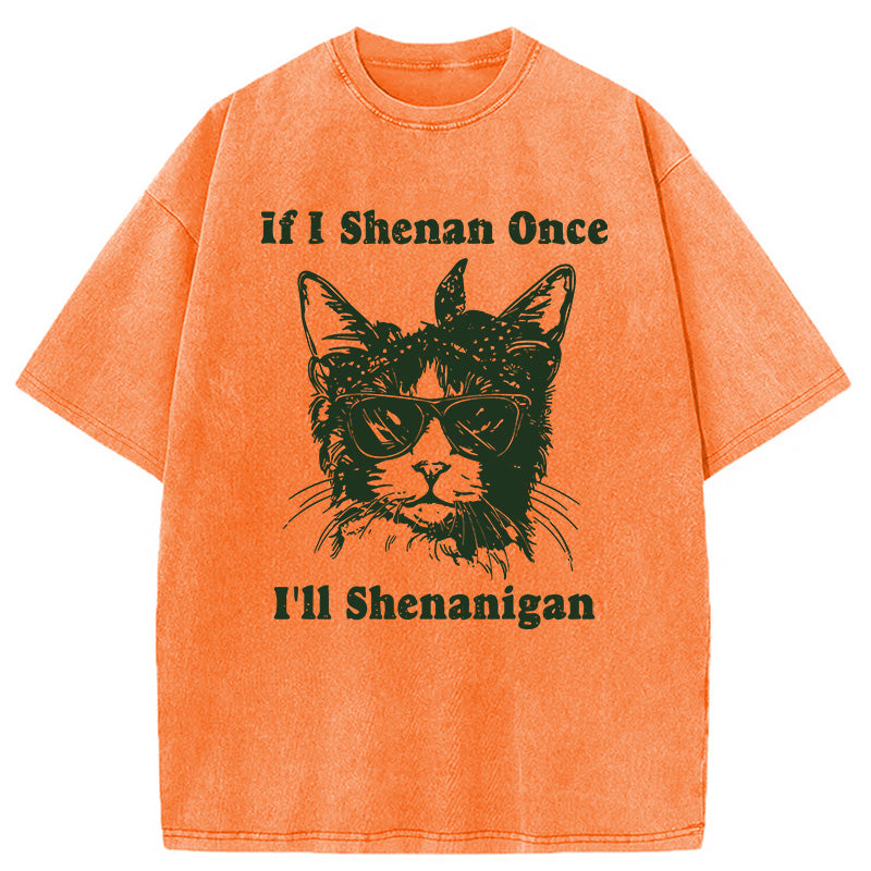 St. Patrick's Day Elegant Cat Washed T-Shirt