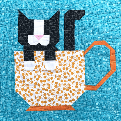 Kittens in Cups Quilt Pattern Template - With Instructions
