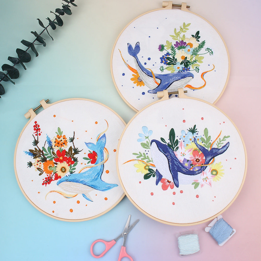 Floral Whale - Themed DIY Embroidery Kits