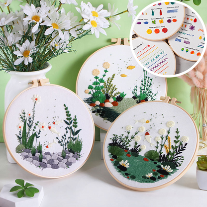 UrCustomHUB “Garden Beneath the Water” Embroidery Kit: Where Fish, Ferns, and Flowers Come Alive