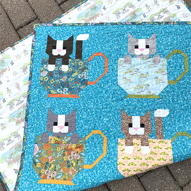 Kittens in Cups Quilt Pattern Template - With Instructions