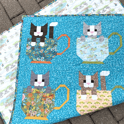Kittens in Cups Quilt Pattern Template - With Instructions
