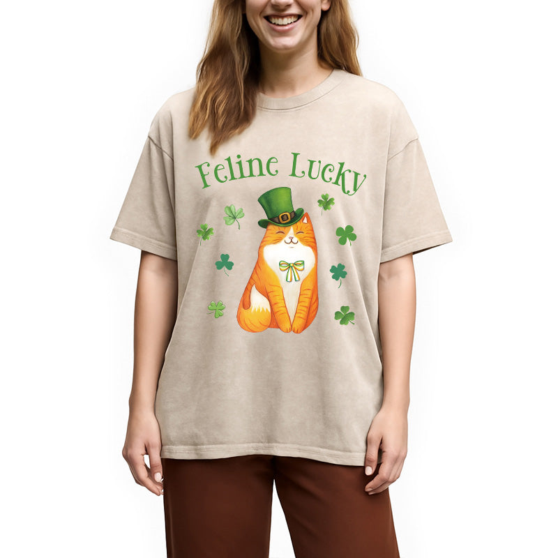 Lucky Irish Cat Washed T-Shirt