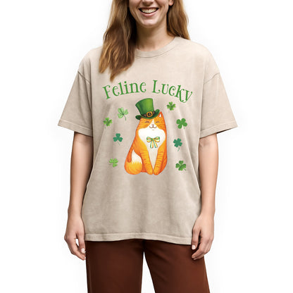 Lucky Irish Cat Washed T-Shirt