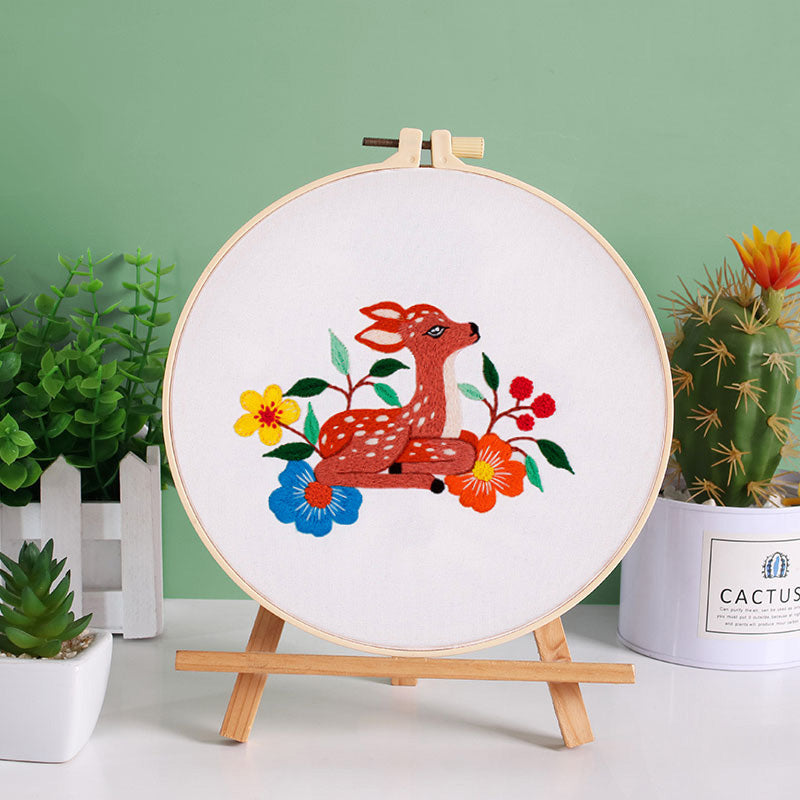Enchanted Forest Embroidery Kit Series with cats/deers/squirrels/fox/rabbits