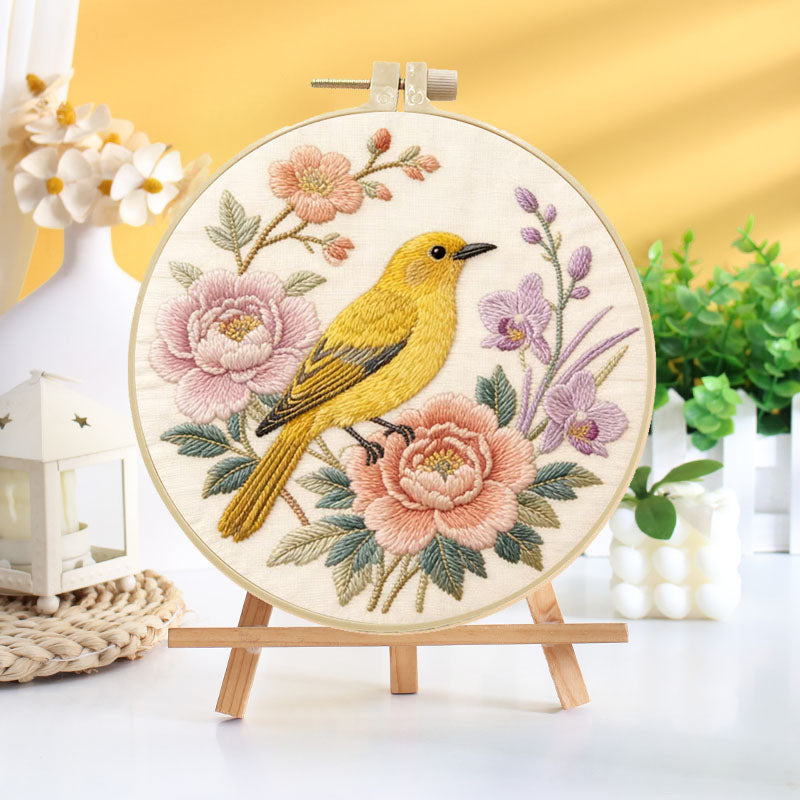 Oriental Bird And Bloom Embroidery Kit