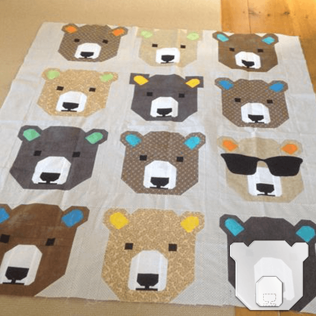 Cute Bear Quilt Template Set-With Instructions