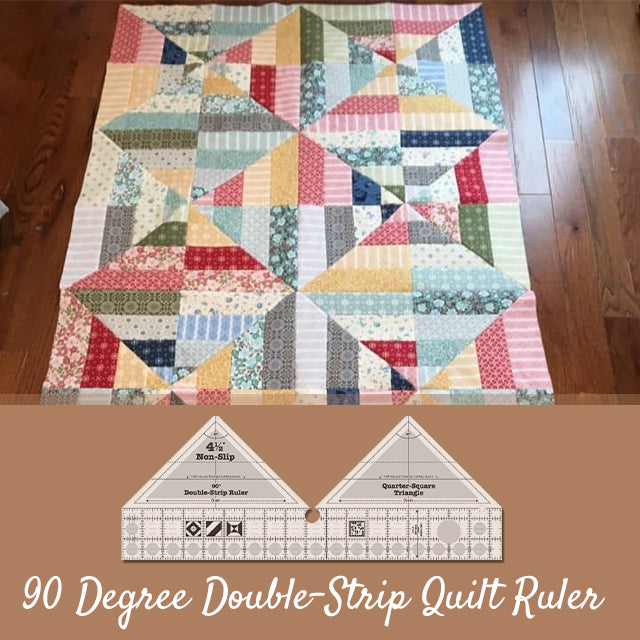 90° Degree Double-Strip Quilt Ruler - With Instructions