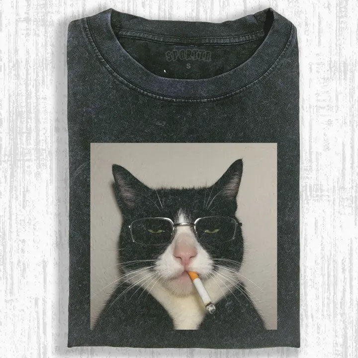 Wacky Cat with Glasses & Cigarette T-shirt
