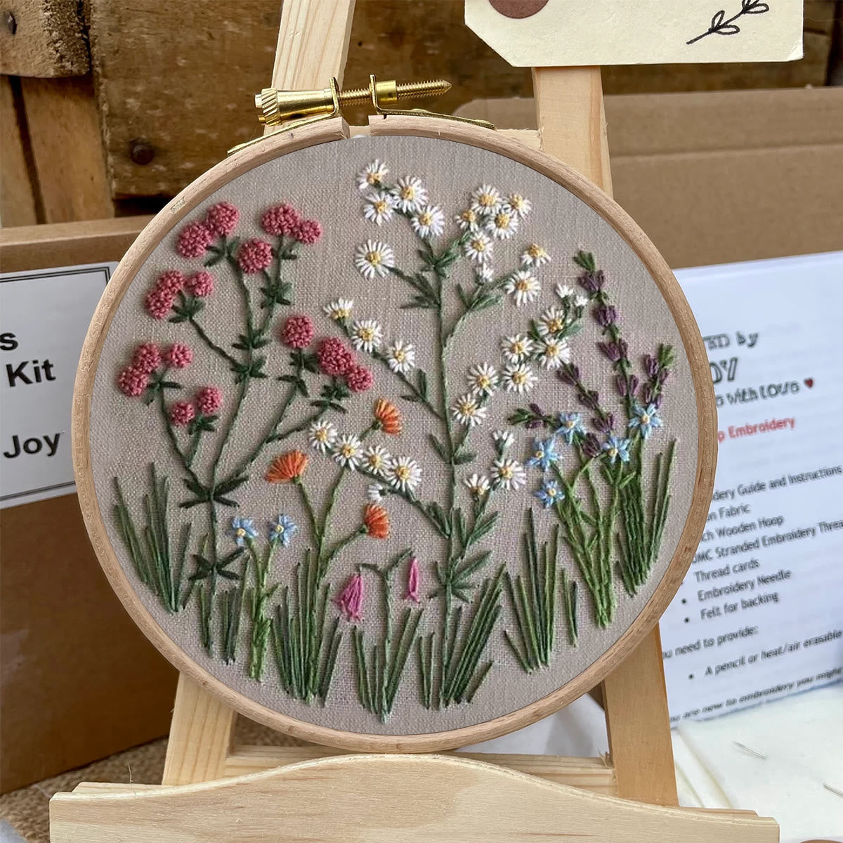 Rubbyoo Embroidery Kit-Floral Plant Pattern 2 | Embroidery Kit For Beginner,Modern Embroidery,Cross Stitch