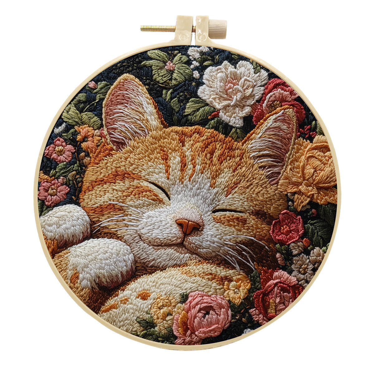 Ginger Cat And Floral Nook  - Themed DIY Embroidery Kits