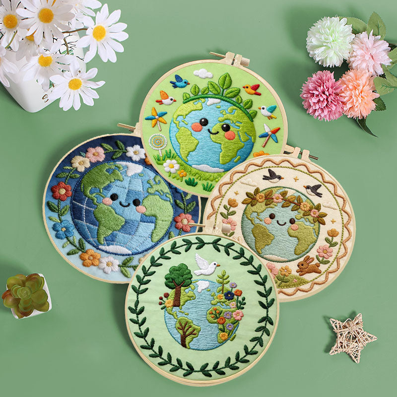 Happy Earth Embroidery Kit