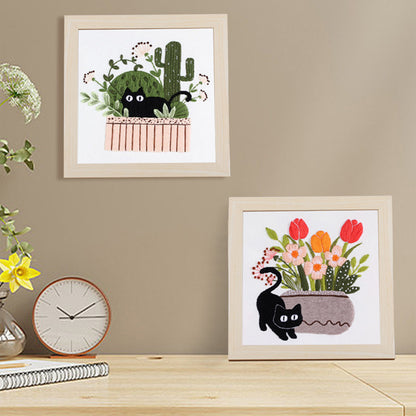 Holiday Cats Embroidery Kit for Beginners