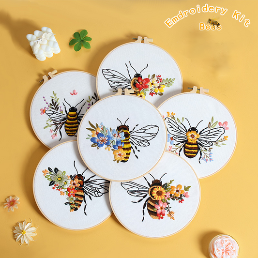 Buzzing Blooms Embroidery Kit: Craft Your Nature-Inspired Masterpiece