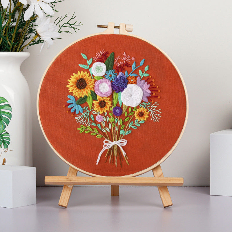 Embroidery Hoop Flowers Gift Kit for Beginner