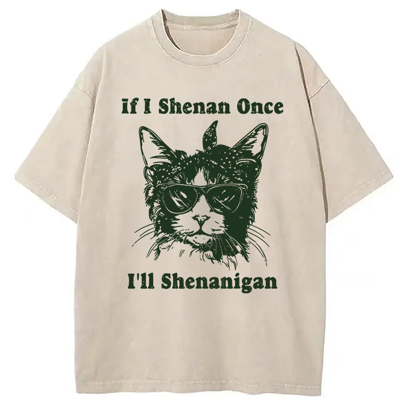 St. Patrick's Day Elegant Cat Washed T-Shirt