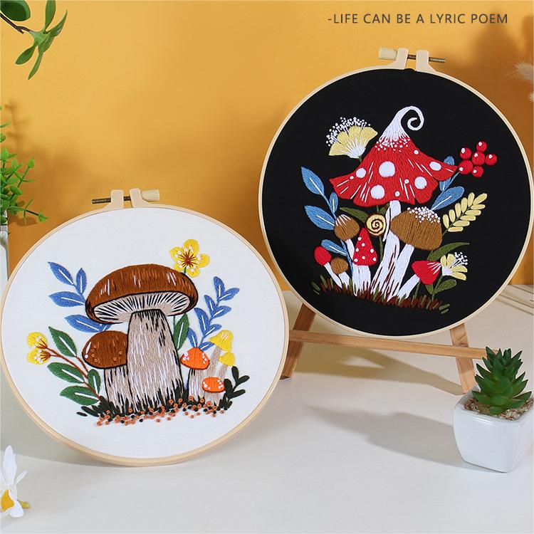 Enchanted Forest Mushroom Embroidery Kit: Craft Your Whimsical Masterpiece