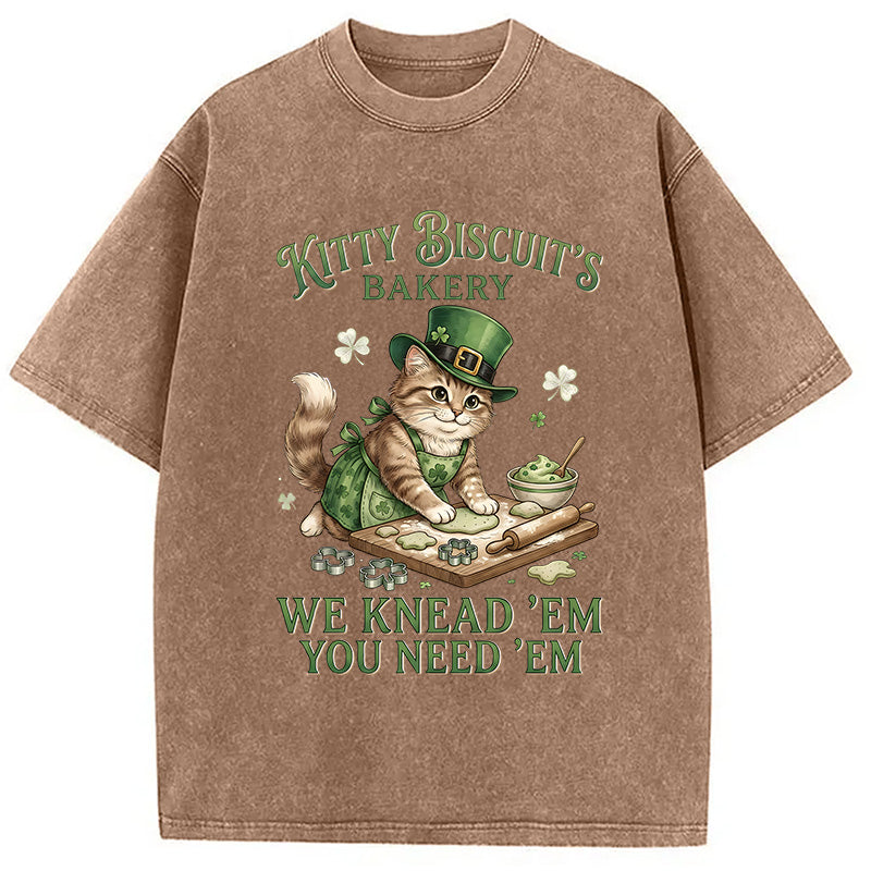 Funny Cat St Patrick's Day Washed T-Shirt