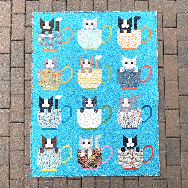 Kittens in Cups Quilt Pattern Template - With Instructions
