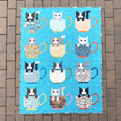 Kittens in Cups Quilt Pattern Template - With Instructions