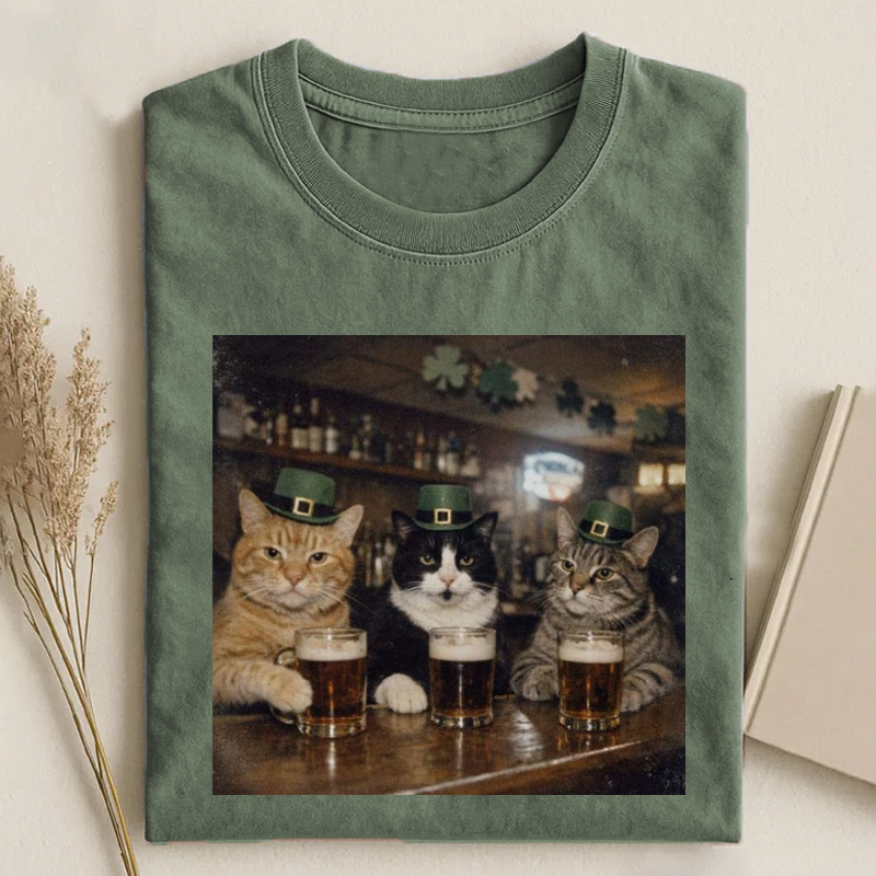 St. Patrick's Day Cats with Beer T-shirt