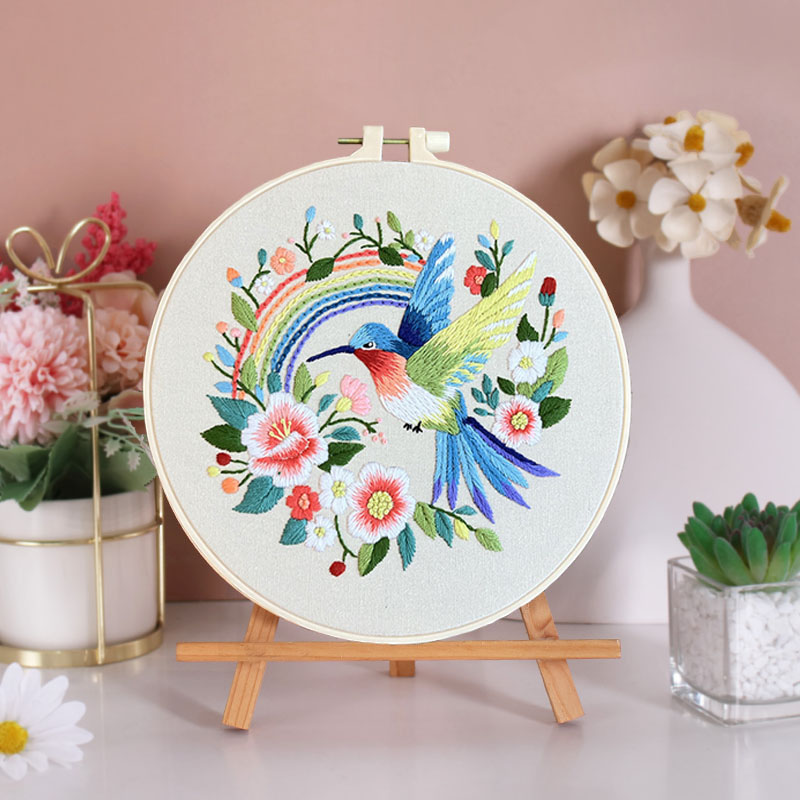 Feathered Friends And Floral Lover Embroidery Kit