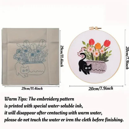Rubbyoo Embroidery Kit - Cute Black Cat