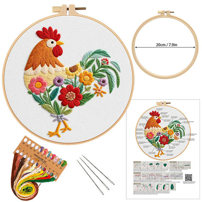 Floral Rooster - Themed DIY Embroidery Kits