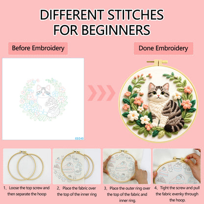 Tabby And Blossom Embroidery Kit