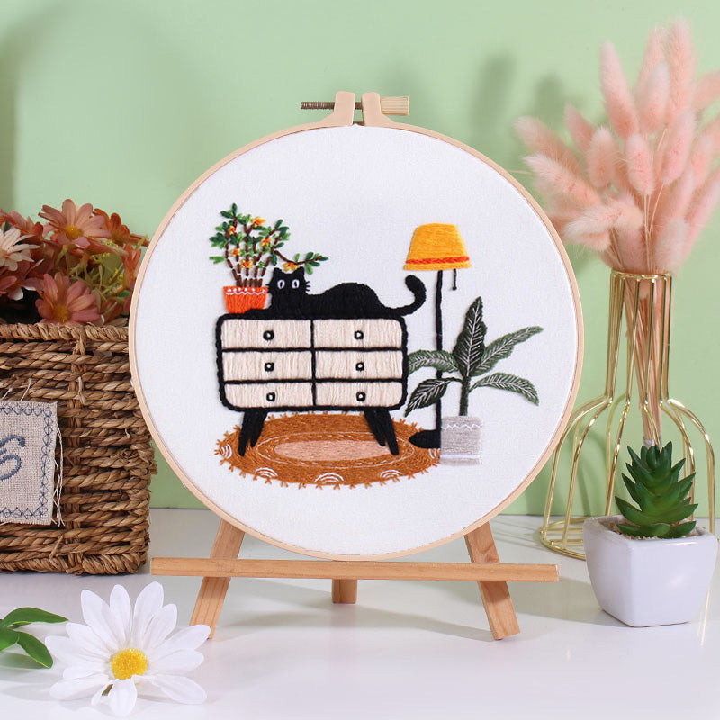 Holiday Cats 2 Embroidery Kits for Beginner