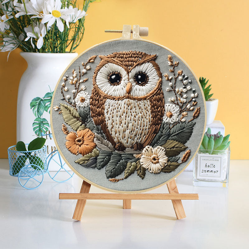 Forest Owl & Floral - Themed DIY Embroidery Kits
