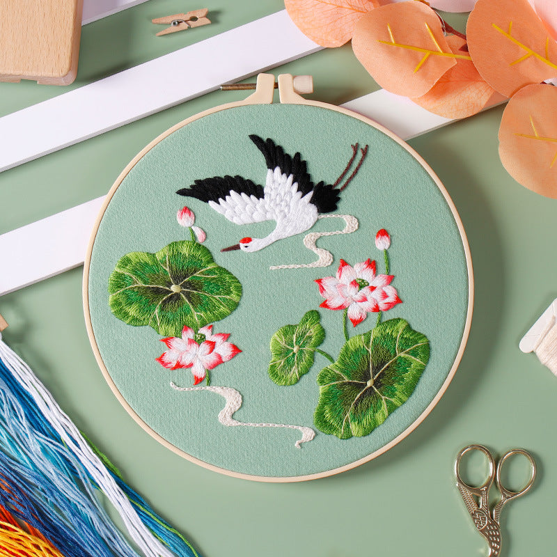 Cranes and Peonies -Themed DIY Embroidery Kits