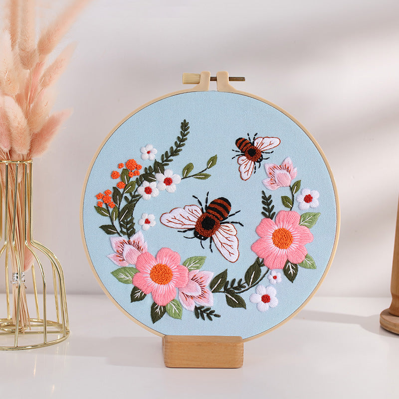 Buzzy Bee And Wildflower - Themed DIY Embroidery Kits