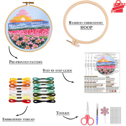 UrCustomHUB Garden View Hand Stitch Kit: Stitch your own peaceful garden escape