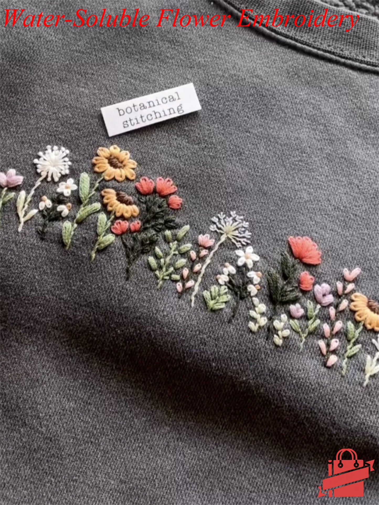 DIY Water-Soluble Printed Flower Set Embroidery