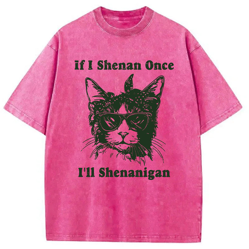 St. Patrick's Day Elegant Cat Washed T-Shirt
